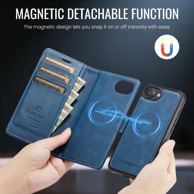For iPhone 17e / 16e AutSpace A05 2 in 1 Retro Calf Texture MagSafe Magnetic Phone Case