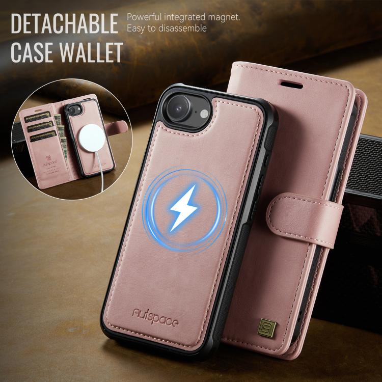 For iPhone 17e / 16e AutSpace A05 2 in 1 Retro Calf Texture MagSafe Magnetic Phone Case