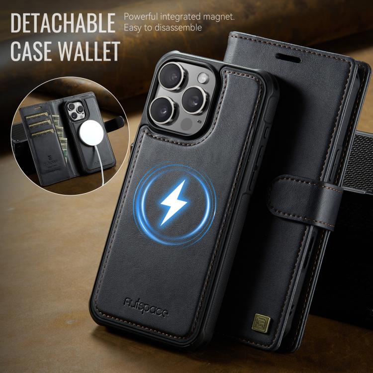 For iPhone 16 Pro AutSpace A05 2 in 1 Retro Calf Texture MagSafe Magnetic Phone Case