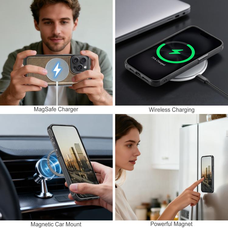 For iPhone 15 Pro AutSpace A05 2 in 1 Retro Calf Texture MagSafe Magnetic Phone Case