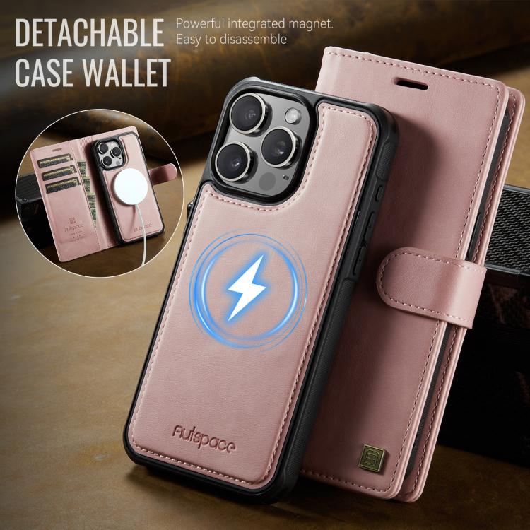For iPhone 13 Pro AutSpace A05 2 in 1 Retro Calf Texture MagSafe Magnetic Phone Case