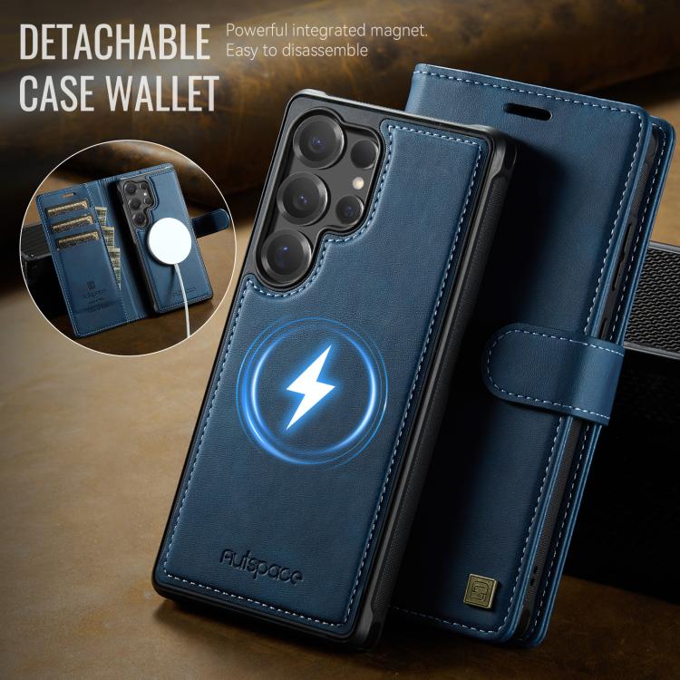 For Samsung Galaxy S25 Ultra 5G AutSpace A05 2 in 1 Retro Calf Texture MagSafe Magnetic Phone Case
