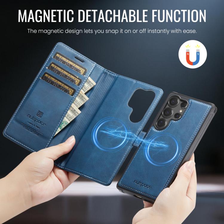 For Samsung Galaxy S25 Ultra 5G AutSpace A05 2 in 1 Retro Calf Texture MagSafe Magnetic Phone Case