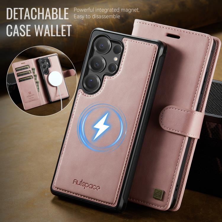 For Samsung Galaxy S25 Ultra 5G AutSpace A05 2 in 1 Retro Calf Texture MagSafe Magnetic Phone Case