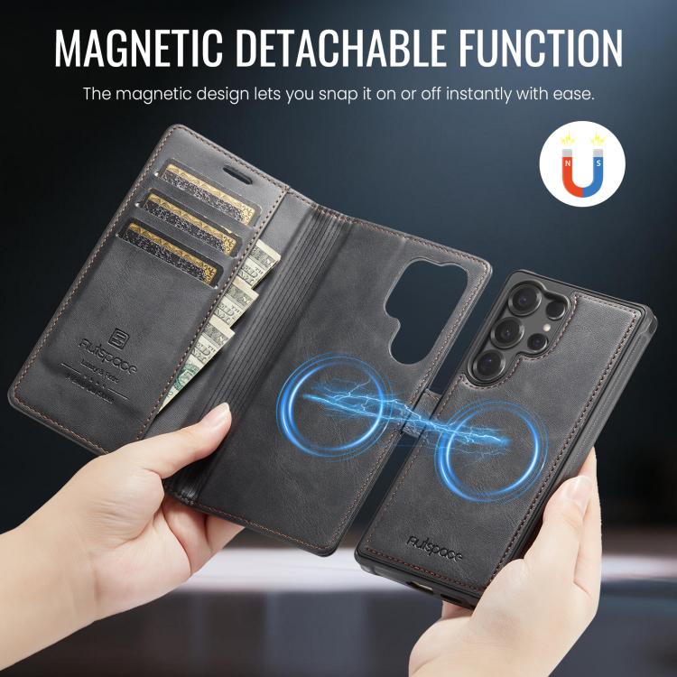 For Samsung Galaxy S24 Ultra 5G AutSpace A05 2 in 1 Retro Calf Texture MagSafe Magnetic Phone Case