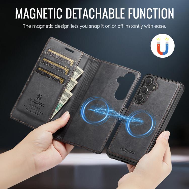 For Samsung Galaxy S25 5G / S24 5G AutSpace A05 2 in 1 Retro Calf Texture MagSafe Magnetic Phone Case