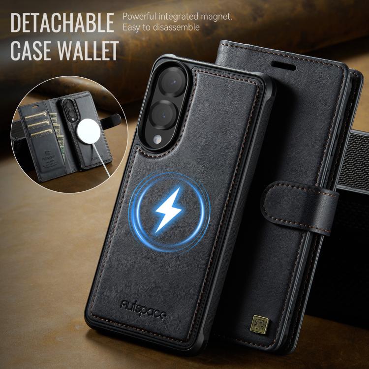 For Samsung Galaxy S25 Edge 5G AutSpace A05 2 in 1 Retro Calf Texture MagSafe Magnetic Phone Case