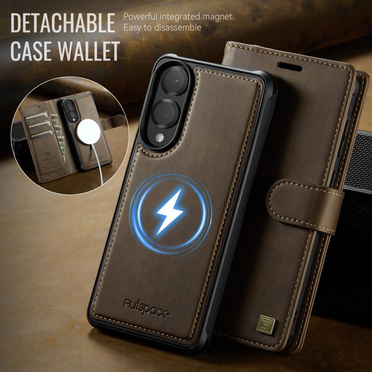 For Samsung Galaxy S25 Edge 5G AutSpace A05 2 in 1 Retro Calf Texture MagSafe Magnetic Phone Case