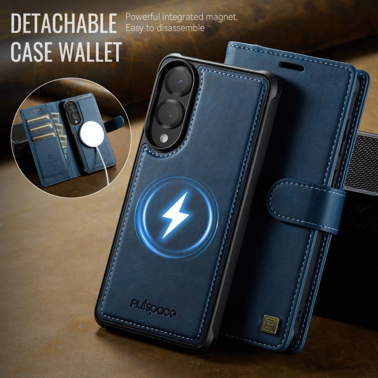 For Samsung Galaxy S25 Edge 5G AutSpace A05 2 in 1 Retro Calf Texture MagSafe Magnetic Phone Case