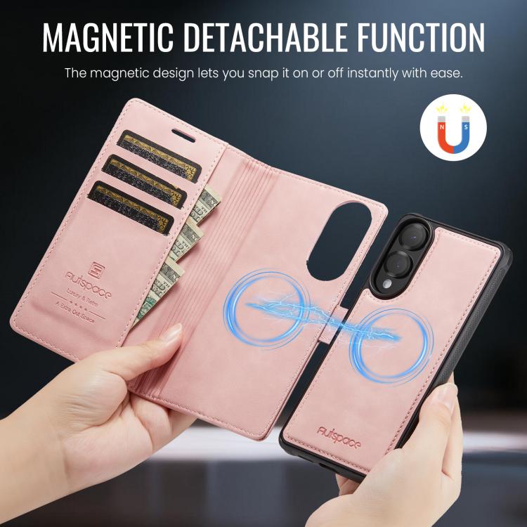 For Samsung Galaxy S25 Edge 5G AutSpace A05 2 in 1 Retro Calf Texture MagSafe Magnetic Phone Case