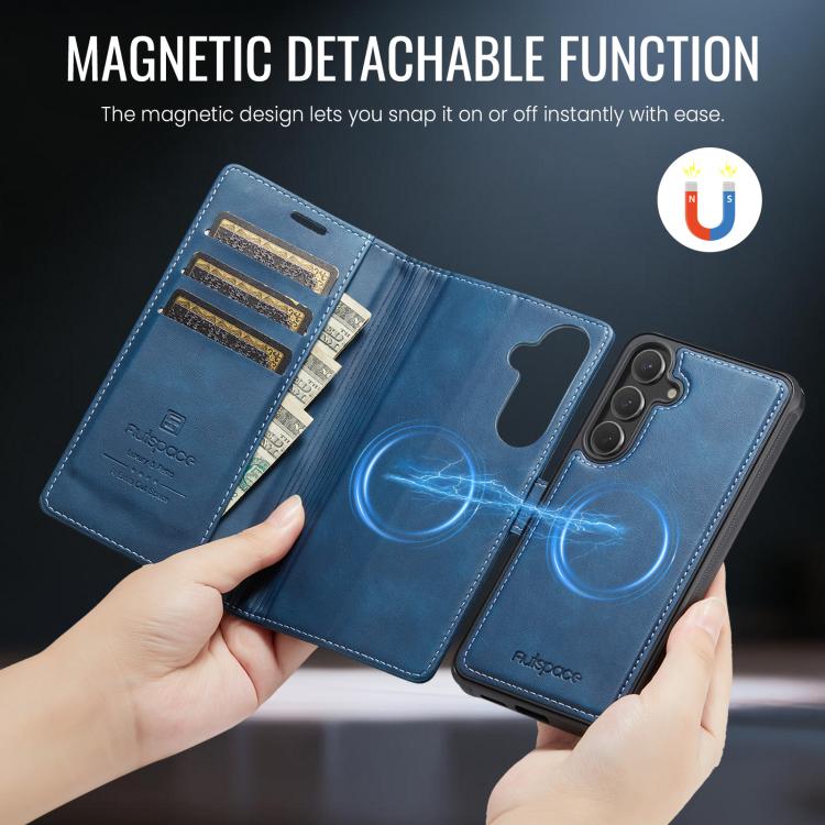 For Samsung Galaxy S26 5G AutSpace A05 2 in 1 Retro Calf Texture MagSafe Magnetic Phone Case