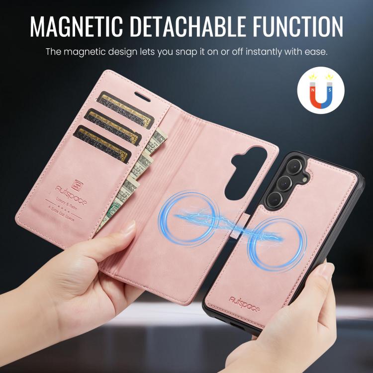 For Samsung Galaxy S25 FE 5G AutSpace A05 2 in 1 Retro Calf Texture MagSafe Magnetic Phone Case