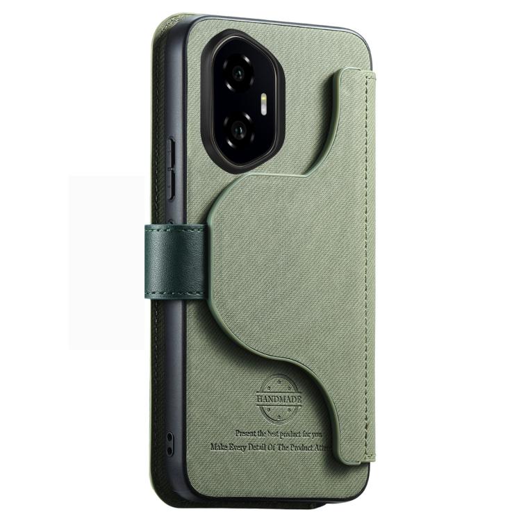 For Honor 300 Twill Fabric MagSafe RFID Anti-theft Zipper Wallet Leather Phone Case