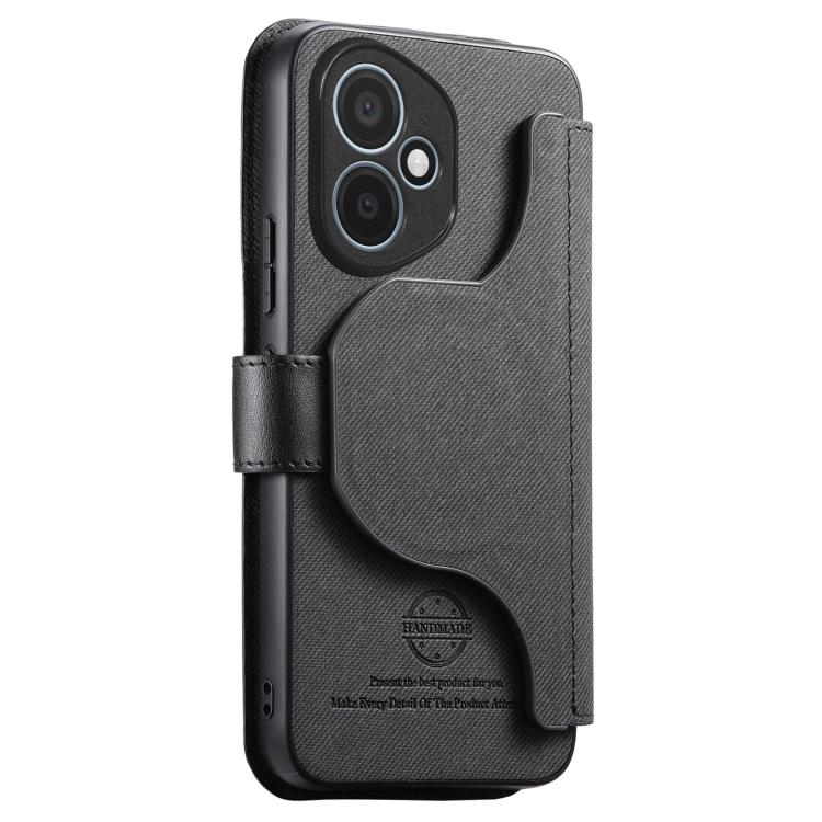 For Honor 400 Global 156.5mm Twill Fabric MagSafe RFID Anti-theft Zipper Wallet Leather Phone Case