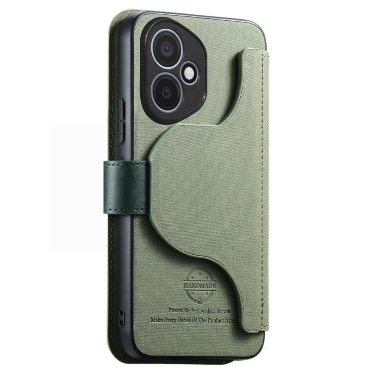 For Honor 400 Global 156.5mm Twill Fabric MagSafe RFID Anti-theft Zipper Wallet Leather Phone Case