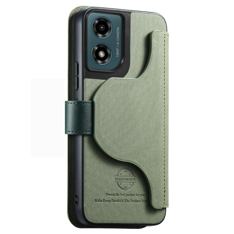 For Motorola Moto E14 / G04 / G24 Twill Fabric MagSafe RFID Anti-theft Zipper Wallet Leather Phone Case