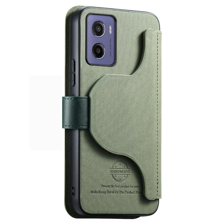 For Motorola Moto G05 5G / E15 5G Twill Fabric MagSafe RFID Anti-theft Zipper Wallet Leather Phone Case