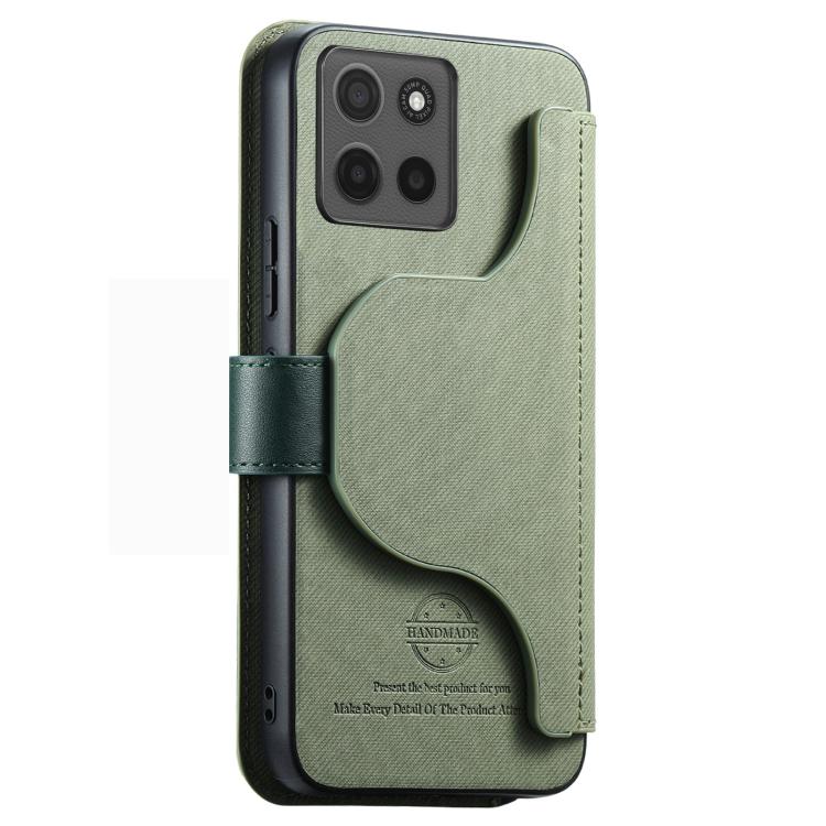 For Motorola Moto G15 / G15 Power Twill Fabric MagSafe RFID Anti-theft Zipper Wallet Leather Phone Case