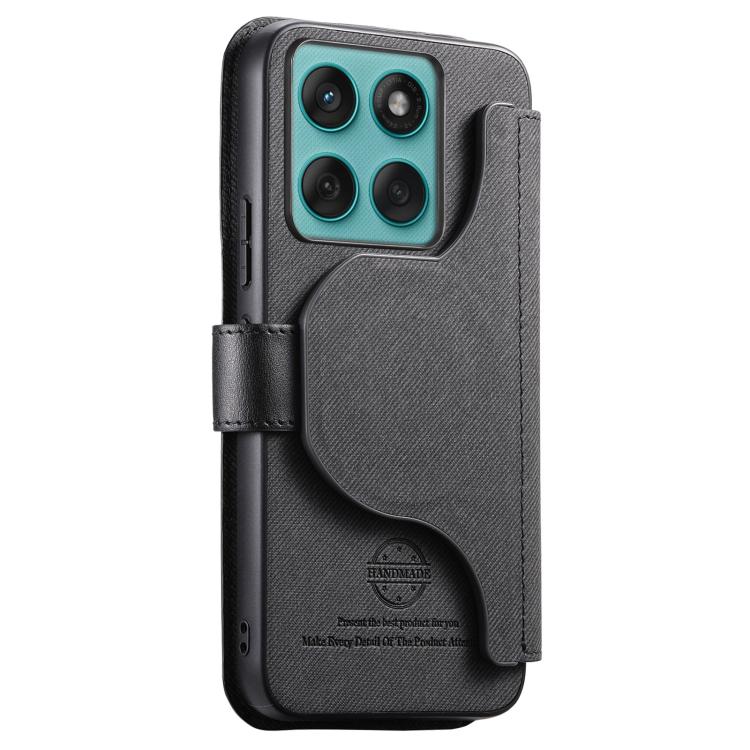 For Motorola Edge 60 Pro Twill Fabric MagSafe RFID Anti-theft Zipper Wallet Leather Phone Case