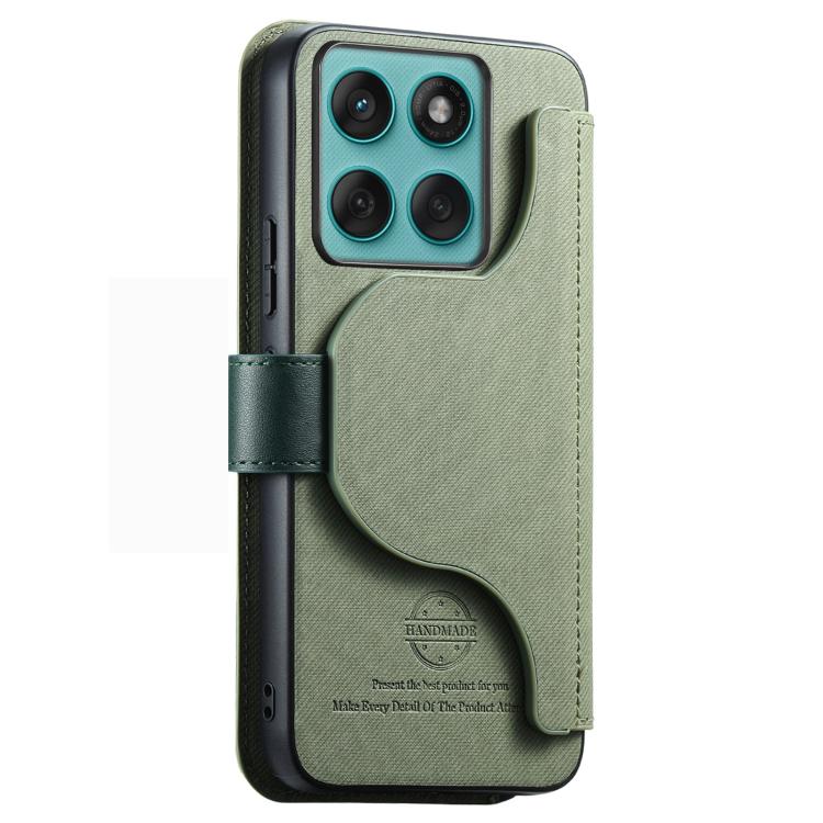 For Motorola Edge 60 Pro Twill Fabric MagSafe RFID Anti-theft Zipper Wallet Leather Phone Case