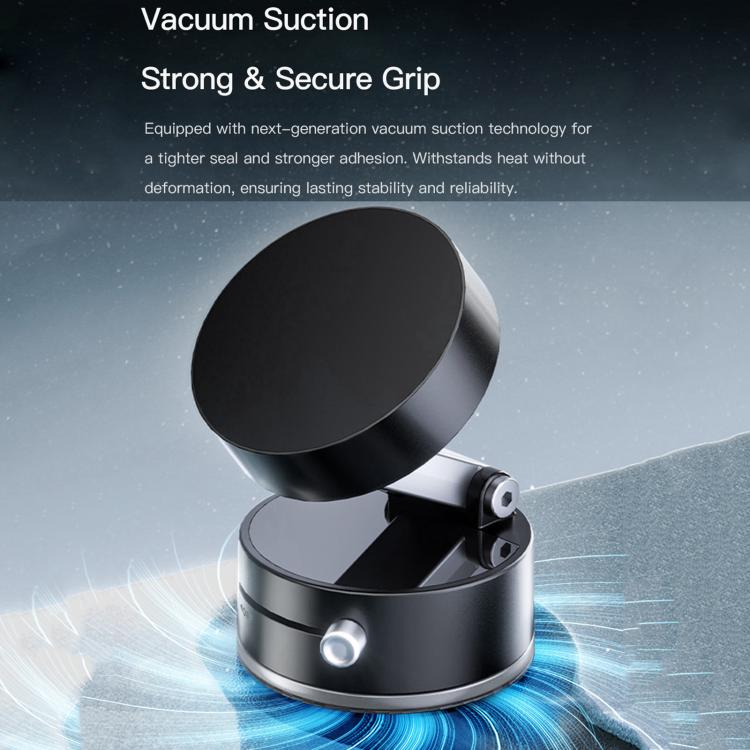 TOTUDESIGN CH-12 Foldable Vacuum Suction Cup Magnetic Car Lifting Phone Holder - Black