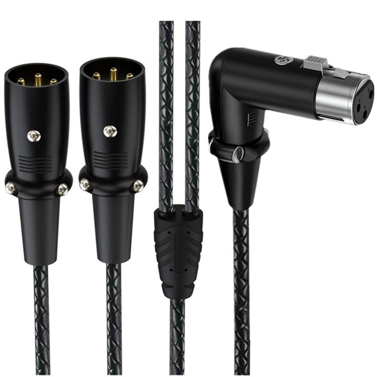 Y-type Balanced Microphone Splitter XLR Audio Cable, Length: 0.5m, Specification:Female Elbow to Male 2xStraight - Black