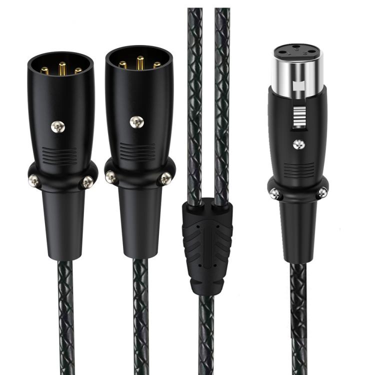 Y-type Balanced Microphone Splitter XLR Audio Cable, Length: 0.5m, Specification:Female Straight to 2xMale Straight - Black