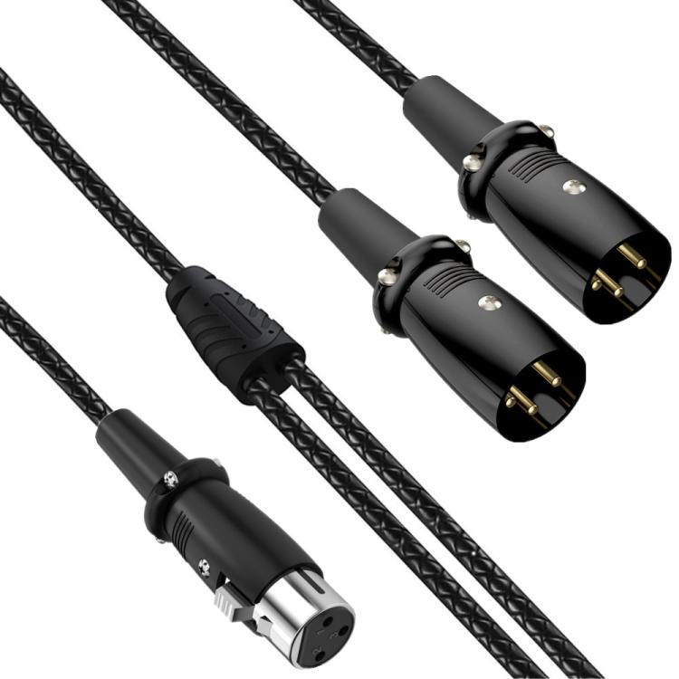 Y-type Balanced Microphone Splitter XLR Audio Cable, Length: 0.5m, Specification:Female Straight to 2xMale Straight - Black