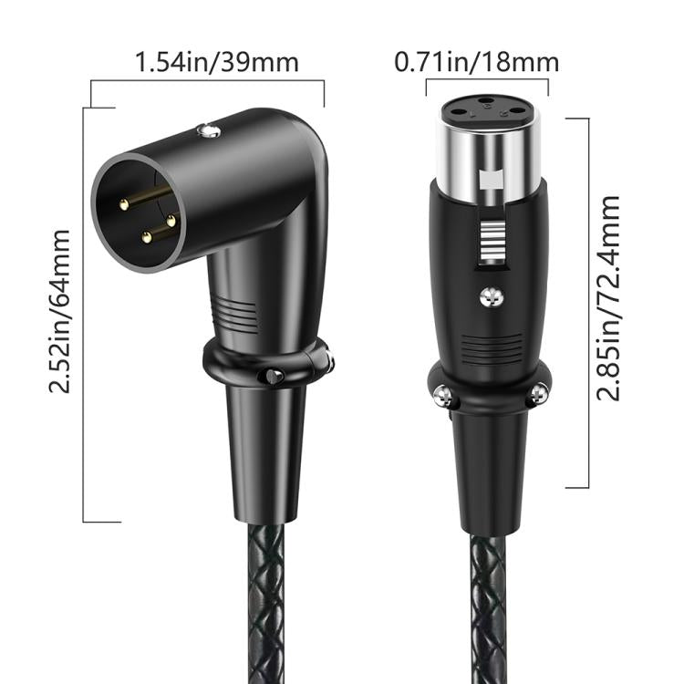 Y-type Balanced Microphone Splitter XLR Audio Cable, Length: 0.5m, Specification:Female Elbow to 2xMale Elbow - Black