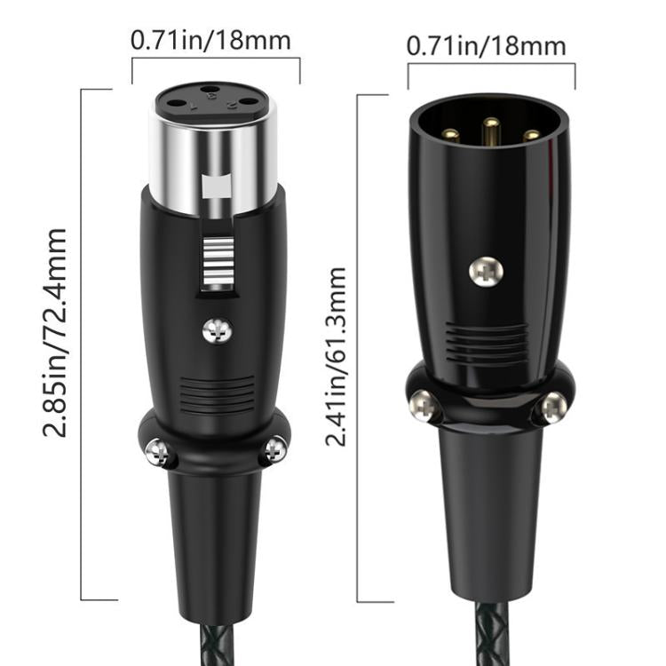 Y-type Balanced Microphone Splitter XLR Audio Cable, Length: 0.5m, Specification:Female Straight to 2xMale Straight - Black