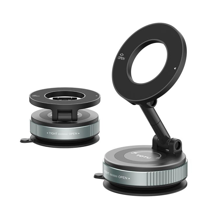 TOTUDESIGN CH-13 Foldable Vacuum Suction Cup Magnetic Car Rotation Phone Holder - Black