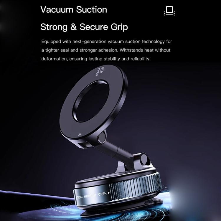 TOTUDESIGN CH-13 Foldable Vacuum Suction Cup Magnetic Car Rotation Phone Holder - Black