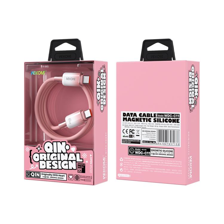 WK WDC-C11 QIN Series 1m 65W Type-C to Type-C Magnetic Silicone Fast Charging Data Cable