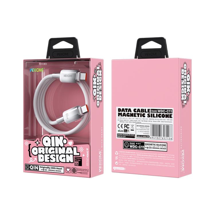 WK WDC-C11 QIN Series 1m 65W Type-C to Type-C Magnetic Silicone Fast Charging Data Cable
