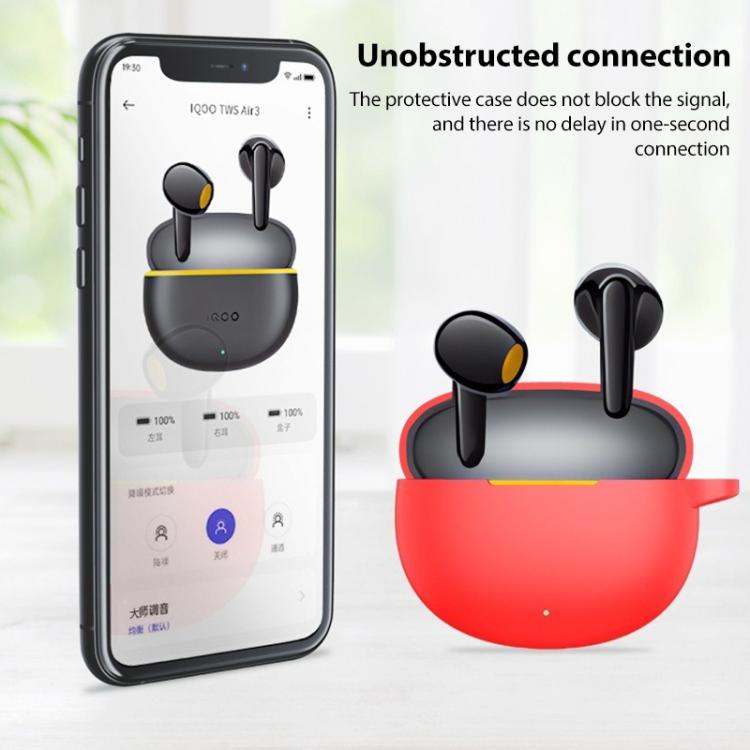For vivo iQOO TWS Air3 Solid Color Silicone Earphone Protective Cover with Hook