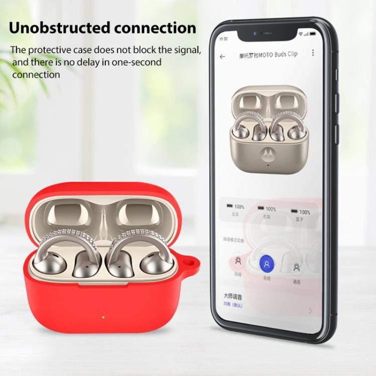 For Motorola Moto Buds Clip Solid Color Silicone Earphone Protective Cover with Hook