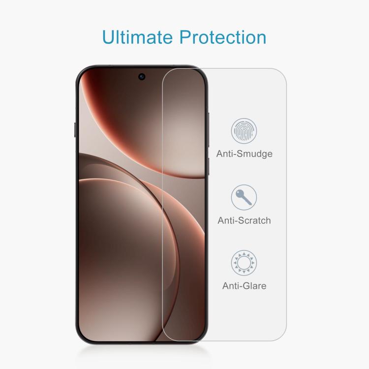 For OPPO Find X9+ 50pcs 0.18mm High Aluminum Tempered Glass Film, Support Fingerprint Unlocking