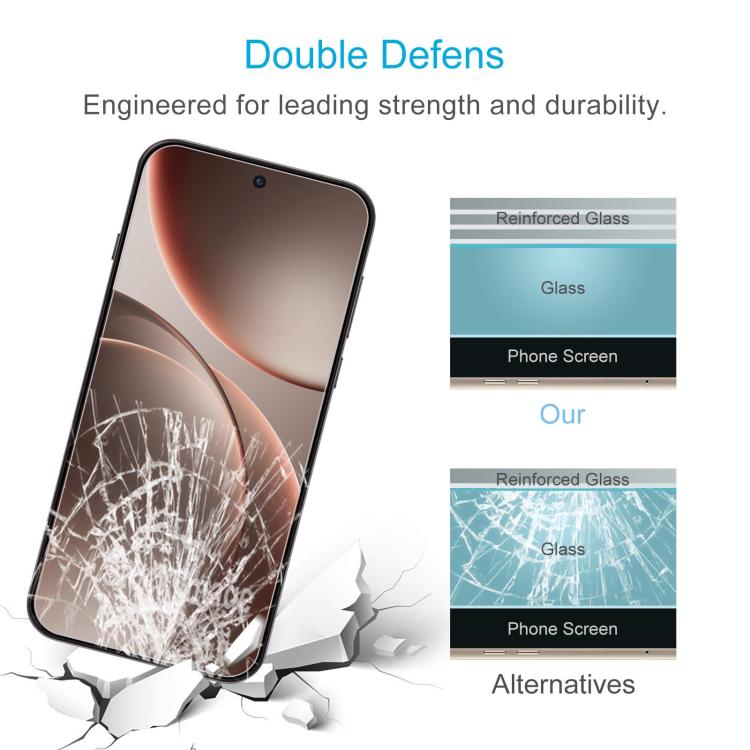 For OPPO Find X9+ 50pcs 0.18mm High Aluminum Tempered Glass Film, Support Fingerprint Unlocking