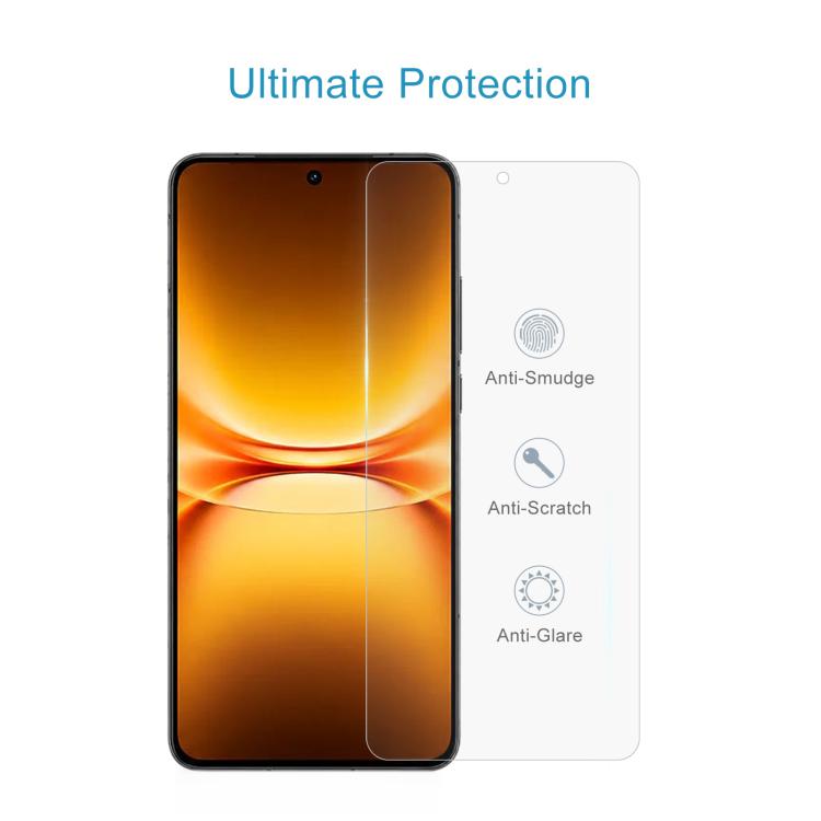 For vivo iQOO 15T 5G 50pcs 0.18mm High Aluminum Tempered Glass Film, Support Fingerprint Unlocking