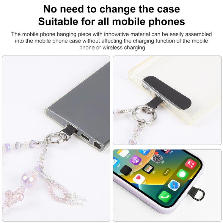 Butterfly Pendant Crystal Beaded Chain Anti-lost Mobile Phone Short Wrist Strap