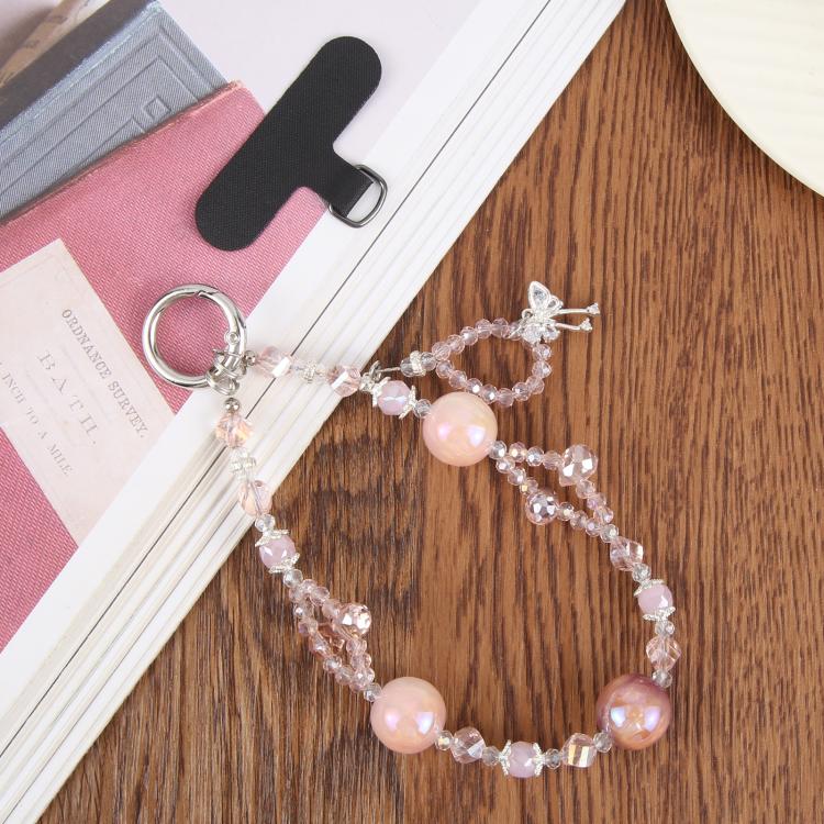 Butterfly Pendant Crystal Beaded Chain Anti-lost Mobile Phone Short Wrist Strap