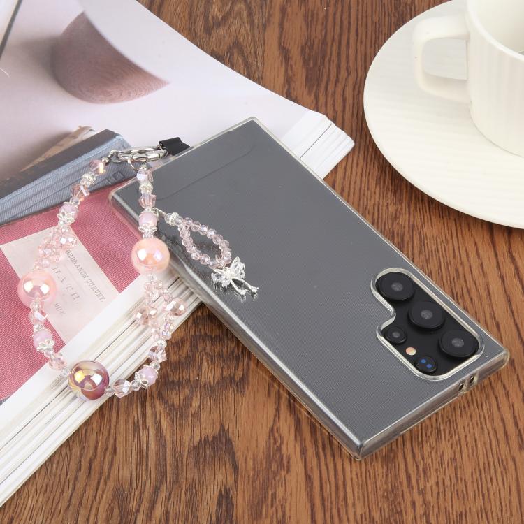 Butterfly Pendant Crystal Beaded Chain Anti-lost Mobile Phone Short Wrist Strap