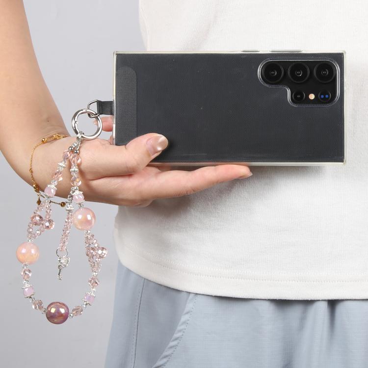 Butterfly Pendant Crystal Beaded Chain Anti-lost Mobile Phone Short Wrist Strap