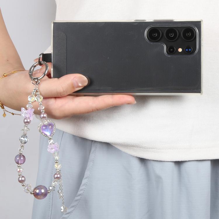 Crystal Heart Diamond Beaded Chain Anti-lost Mobile Phone Short Wrist Strap