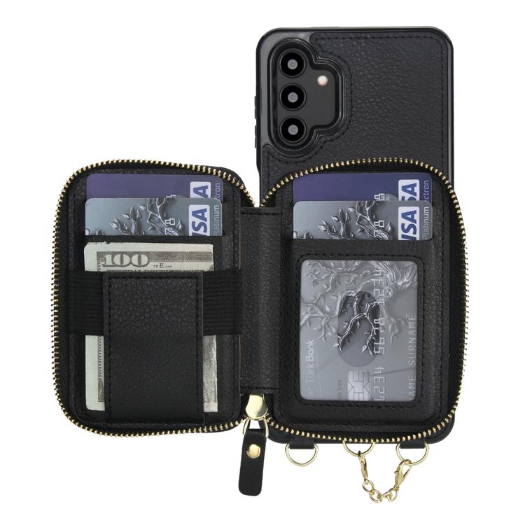 For Samsung Galaxy A13 4G / 5G AwQuer 2 in 1 Crossbody Zipper Wallet Leather Back Phone Case