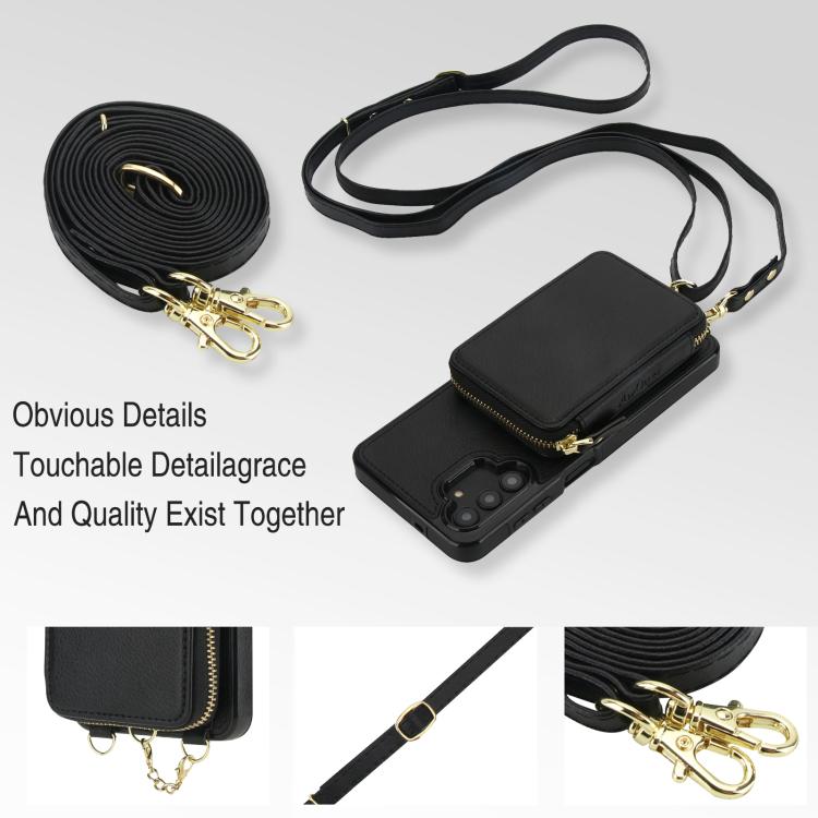 For Samsung Galaxy A13 4G / 5G AwQuer 2 in 1 Crossbody Zipper Wallet Leather Back Phone Case