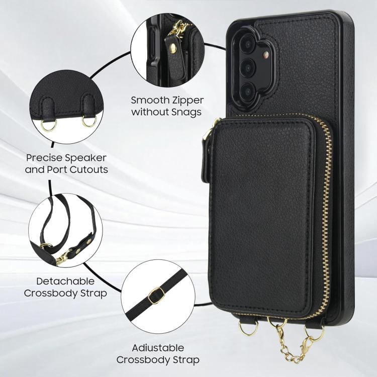 For Samsung Galaxy A13 4G / 5G AwQuer 2 in 1 Crossbody Zipper Wallet Leather Back Phone Case
