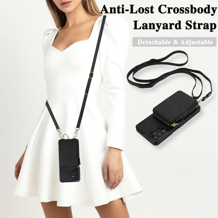 For Samsung Galaxy A13 4G / 5G AwQuer 2 in 1 Crossbody Zipper Wallet Leather Back Phone Case