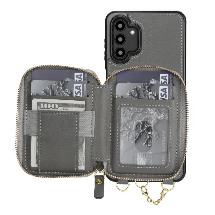 For Samsung Galaxy A13 4G / 5G AwQuer 2 in 1 Crossbody Zipper Wallet Leather Back Phone Case