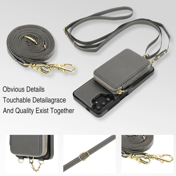 For Samsung Galaxy A13 4G / 5G AwQuer 2 in 1 Crossbody Zipper Wallet Leather Back Phone Case